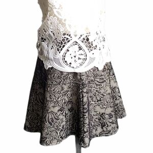Express tulip flare skirt textured faux lace print